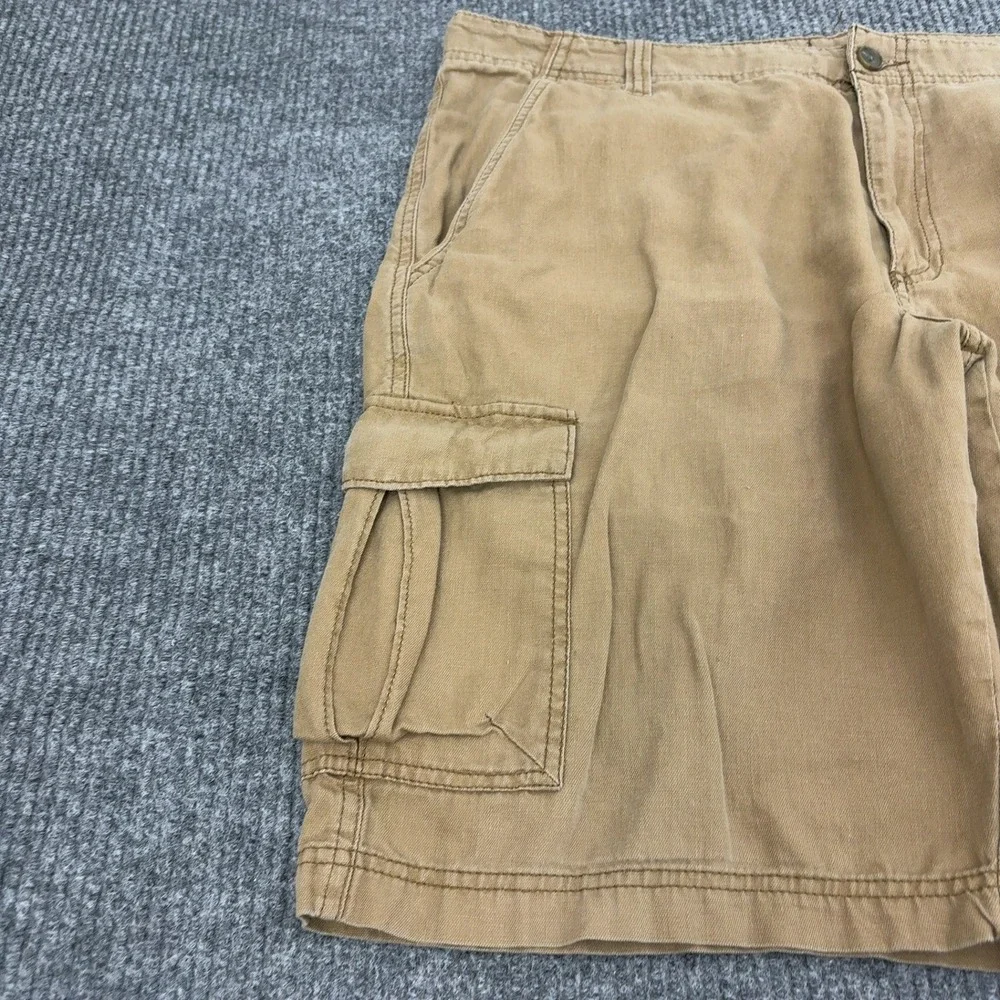 Marc Anthony Cargo Shorts Mens 38 Tan Linen Cotton Blend Pockets Casual Summer